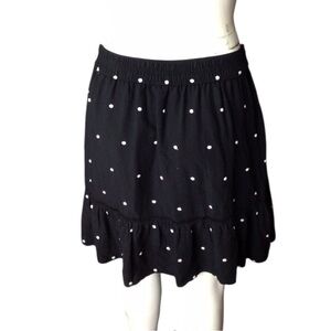 LOFT Black Skirt with White Dots